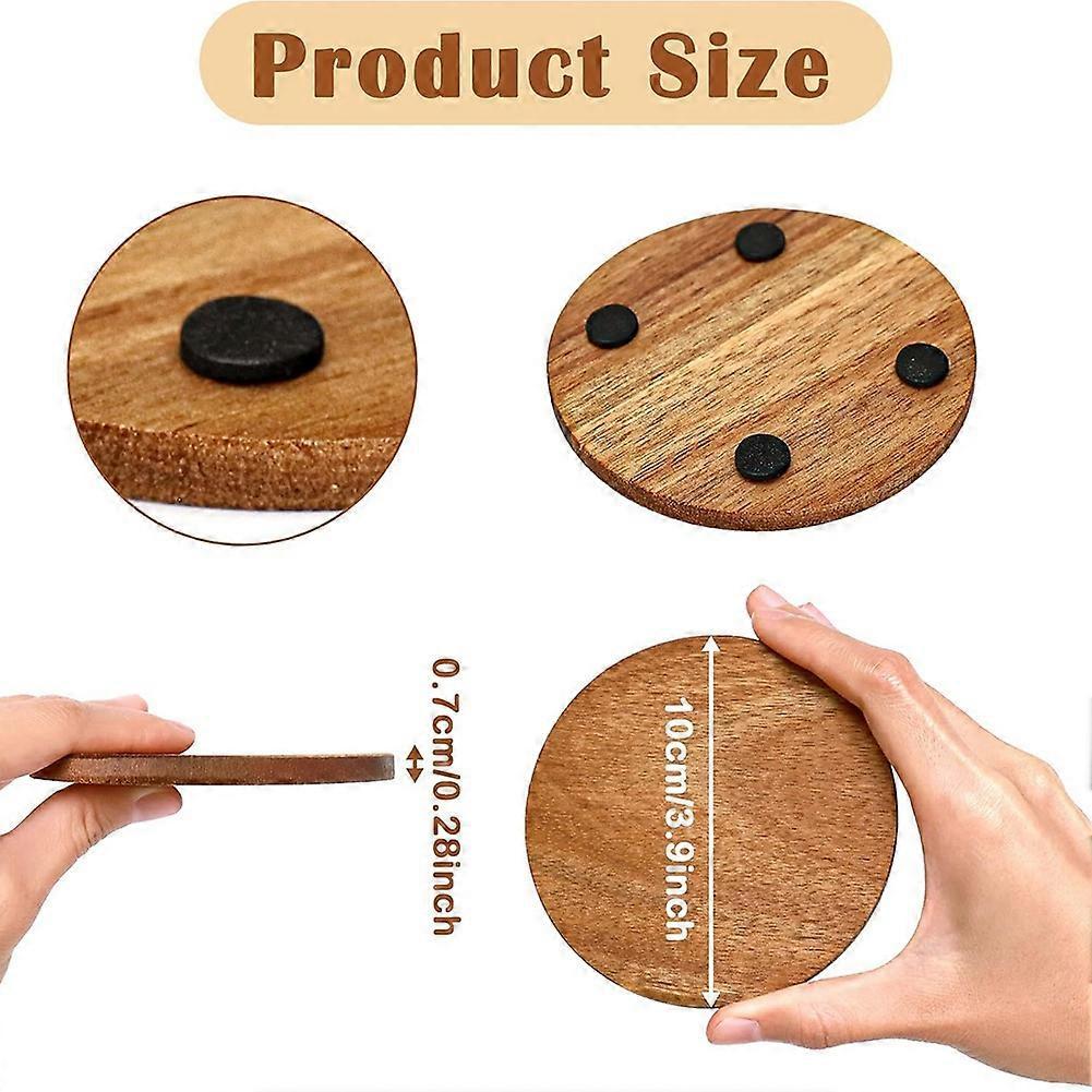 26 Pieces Unfinished Wood Coasters, 4 Inch Round Acacia-Wooden Coasters for Crafts with Non-Slip Silicon Dots