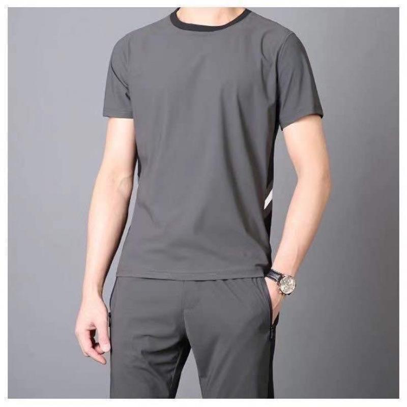 Icy Men's Classic Two-Piece Sportswear Set - Summer Casual Nine-Point Elastic Pants