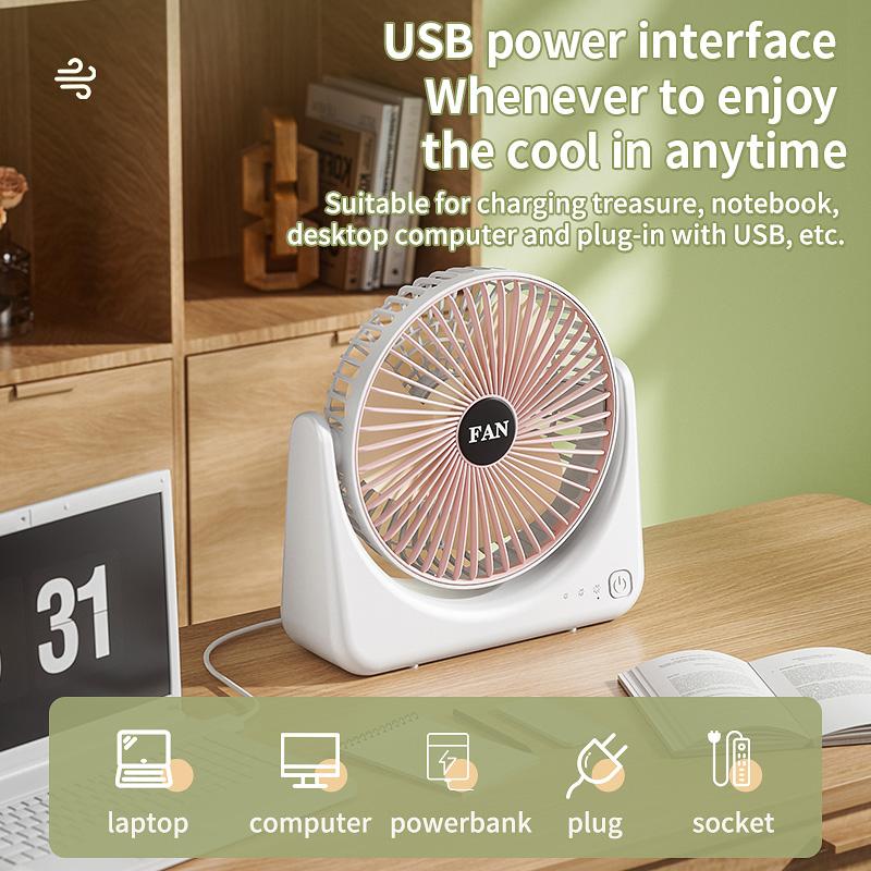 Desktop Electric Fan Small And Portable Home Office Learning Outdoor Camping Office Desk USB Charging 3-Speed Adjustable Cooling