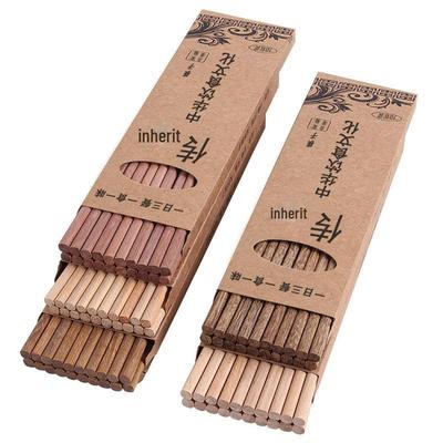 Geschenkset mit gravierten Essstäbchen aus Mahagoni – 10 Paar unbemaltes Holzgeschirr