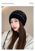 Women's Rabbit Fur Slouchy Hat with Ear Protection - Knitted Jumper Yarn, Plus Velvet, Autumn/Winter Style for Outdoor Warmth
