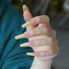 Artificial Nails Translucent Goose Yellow Gradient Wearable Fake Nails Manicure Patches