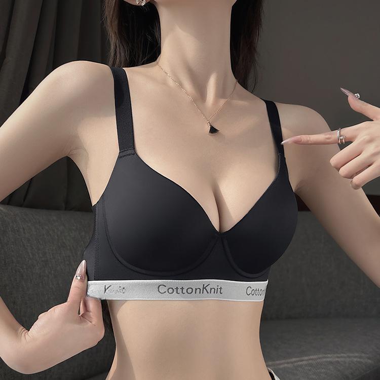 

Seamless Lingerie Women s Breast Retraction Anti-sagging Large-sized Bra Sports Bra Thin Bra Push Up Bra 34/75B чорний