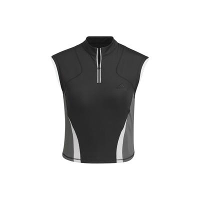 Sleeveless Zip-Up T-Shirt Striped Quick-Dry Women Tops Black JI7528