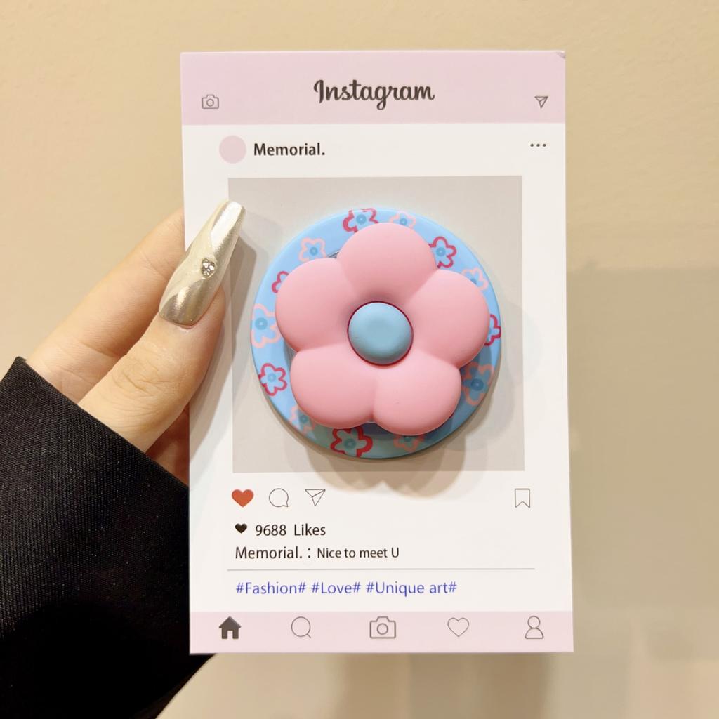 INS Cute 3D Silicone Flowers Magnetic Phone Holder For IPhone Samsung Google Case Stand Universal Bracket Accessories