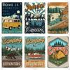 Retro Happy Camper Dekoracyjny Talerz Przygoda na Zewnątrz Metalowy Znak Blaszany Symbol Dzikiej Przyrody Ornament Plakat Dekoracja Domowego Baru Klubu Tablica