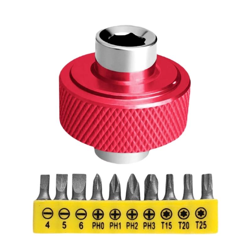 

Space Saving Professional Miniature Ratcheting Wrench Set Yellow Interchangeable Heads Carbon Steel Multiple Tool Design червоний