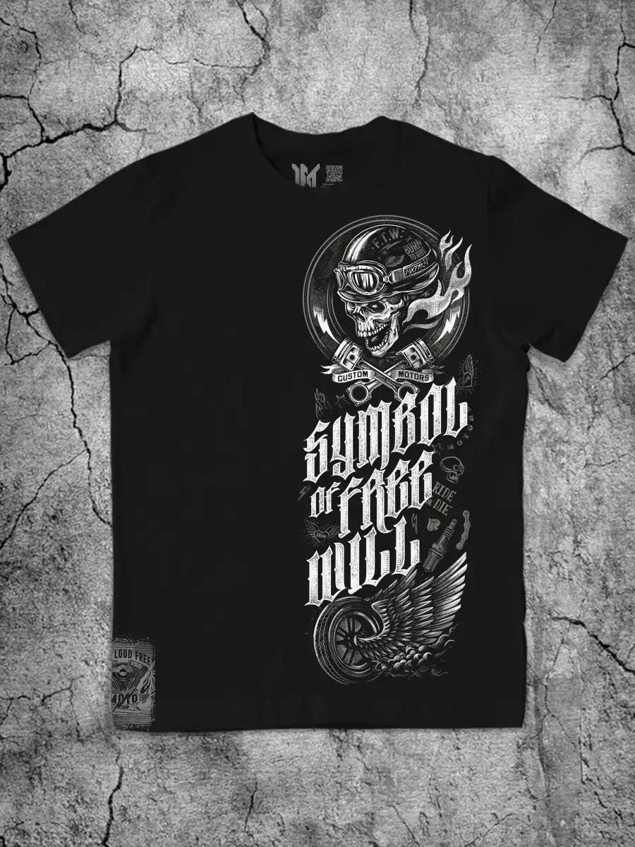 Motorcycle Biker Skull T-shirt Cotton XL