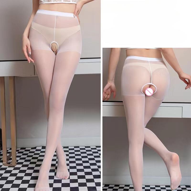 

чулки с открытой промежностью, сексуальные женские чулки выше бедра, нижнее белье, шелковые прозрачные бодистокинги, прозрачные женские чулочные изделия one size белый