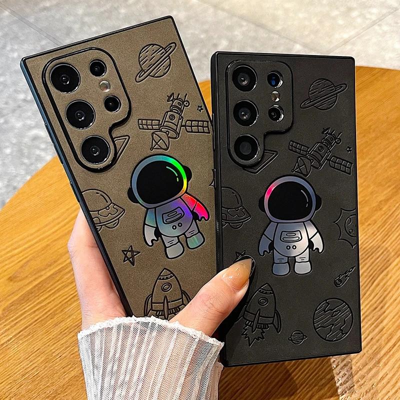 Luxury Cortex Astronaut Phone Case For For Samsung S21 S22 S23 S24 Ultra Plus Laser Bumper Cases Cover