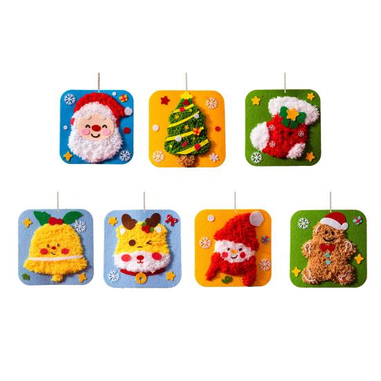 1/7/10Pcs Christmas Handmade DIY Material Bag Easy to Operate Embroidered Doll Set with Cartoon Animal Pattern Sewing Craft Kit