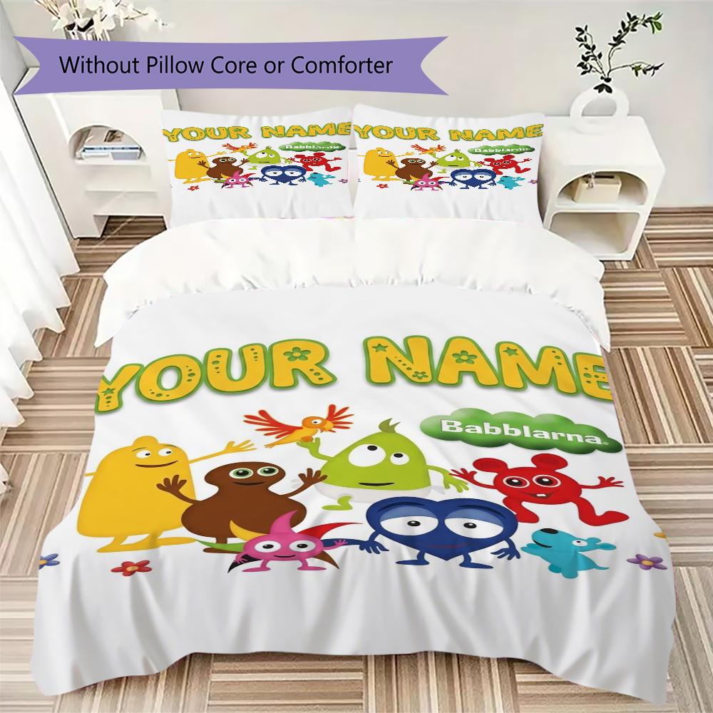 Custom Name Babblarna Pattern Bedding Uilt Set Uilt Cover Pillowcase Home Decoration Birthday Gift (1*duvet Cover+2*pillowcase Without Core)