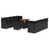 Ensemble de canapé de jardin 11 pièces avec coussins en rotin noir, Ensemble de salle à manger de jardin 3 pièces 3363409