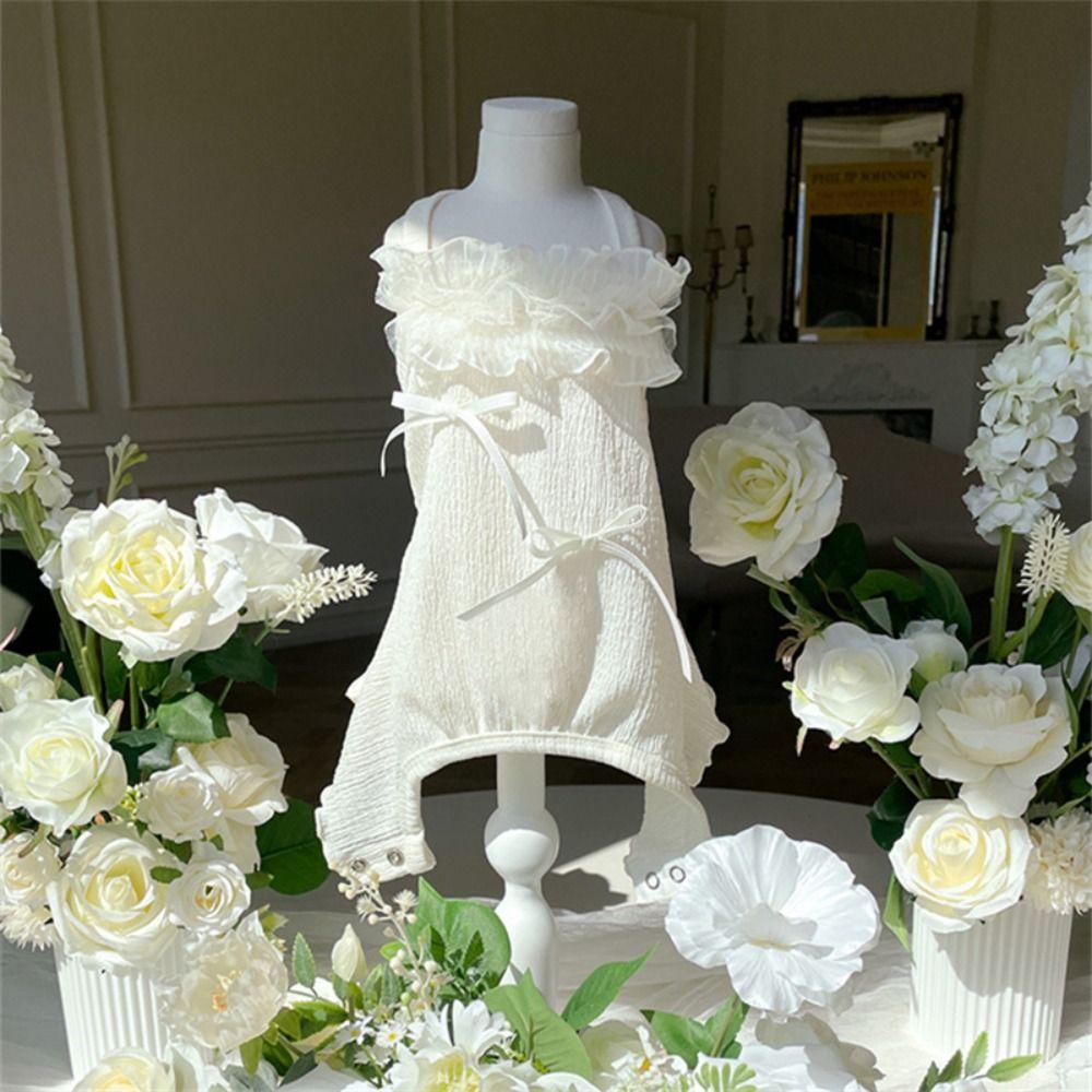 Soft Pet White Lace Camisole Cute Cat Princess Skirt Summer Pet Vest  for Pomeranian Chihuahua