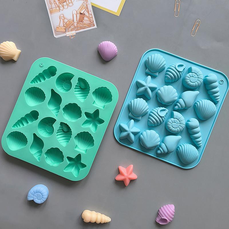 16 Cavity Shell Conch Starfish And Other Shaped Silicone Molds Diy Candy Mousse Pastry Pudding Chocolate Cake Baking Mold