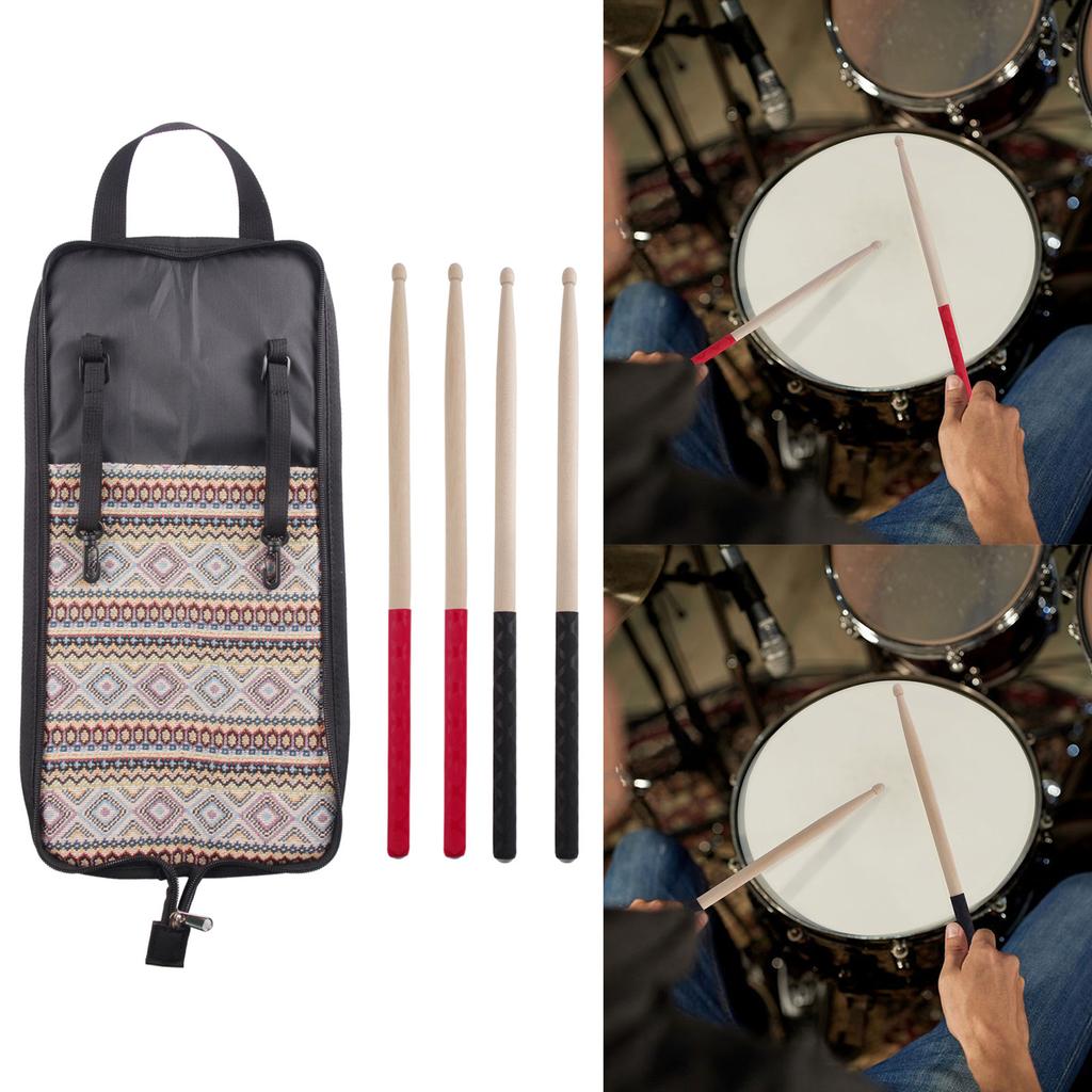 Drum Stick Case Hanging Bag Portable Drumstick Storage Bag Large Capacity Mallet Bag with 5A Drum Sticks Easy To Carry