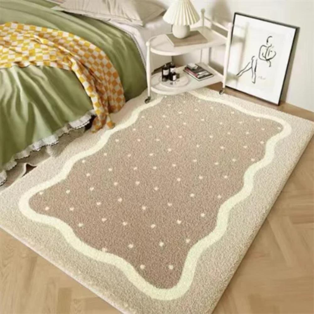 Cream Style Rugs for Bedroom Thick Plush Living Room Decoration Anti-slip Carpet Fluffy Soft Bedside Rug Home Washable Floor Mat