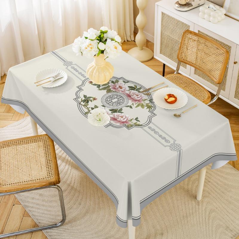 1pc Plant Printed PVC Dining Table Tablecloth Waterproof and Oil Resistant Rectangular Table Coffee Table Cloths Anti Scalding Scratch Resistant