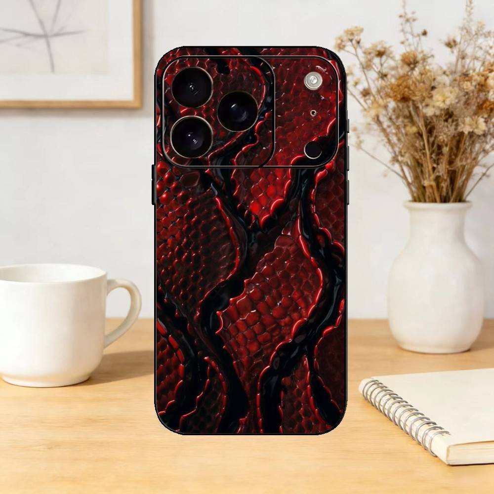 Snakeskin Pattern Art Phone Case Silicone Black Soft For IPhone 17,16,15,14,13,12,11,SE,Plus Pro Max