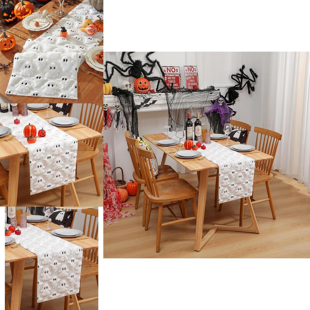 Black Eye Ghost Embroidered Doublesided Table Runner For Party Decor And Event Displays