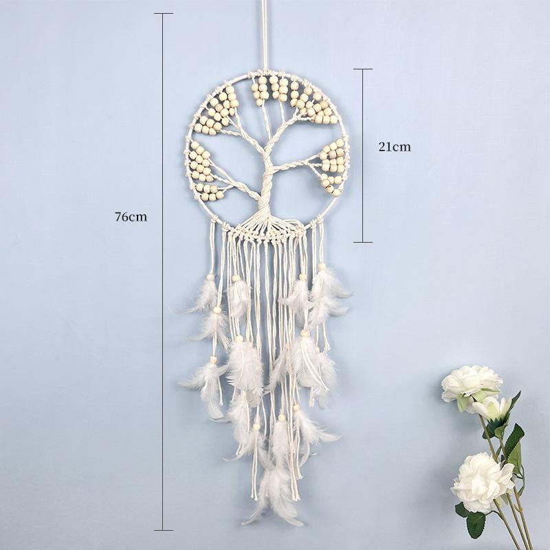 Tree of Life Dream Catcher with Beads Macrame Wall Hanging Large Dreamcatcher Woven Boho Home Decor Bedroom Decoration Gift