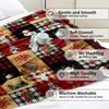 Christmas Patchwork Plaid Flannel Blanket Snowman Reindeer Snowflake Soft Warm Throw Blanket Sofa Bed Holiday Home Decor Xmas Gift