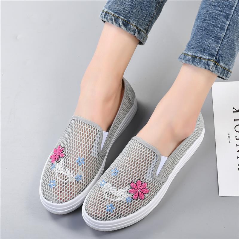 Women's Tennis Shoes Anti Slip Casual Sports White Shoes Shallow Mouth Shoes Flat Shoes Breathable