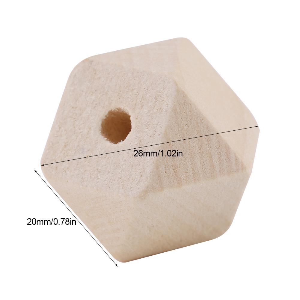 ZK30 50pcs Unfinished Geometric Polyhedron Faceted Wooden Beads DIY Accessories 20mm
