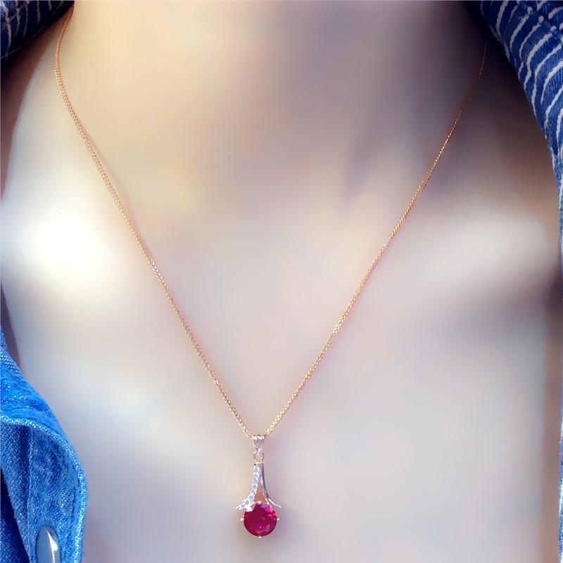 Pure Purple Gold Red Pomegranate Set Chain Flash Diamond Plated Rose Gold Color Gold Necklace Design