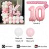 107pc/set Pink Cozy and Cute Style Digital Aluminum Film Balloon 1-9 Suitable for Birthday  Party Anniversary Graduation Season