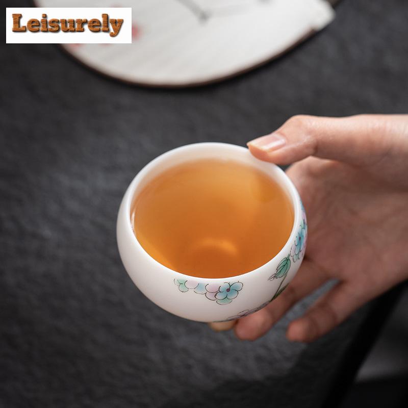 Sheep Fat Jade White Porcelain Teacup Handmade Porous Roasted Tea Bowl Personal Master Cup Meditation Cup Mugs Kung Fu Teaware