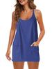 2025 Summer Sleeveless Solid Color Dress with Thin Straps & Pocket