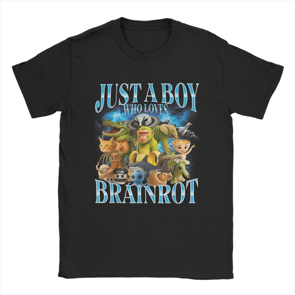 Unisex Just A Boy Who Loves Italian Brainrot T Shirt Cotton Tops Funny Short Sleeve Round Neck Tees Classic TShirts