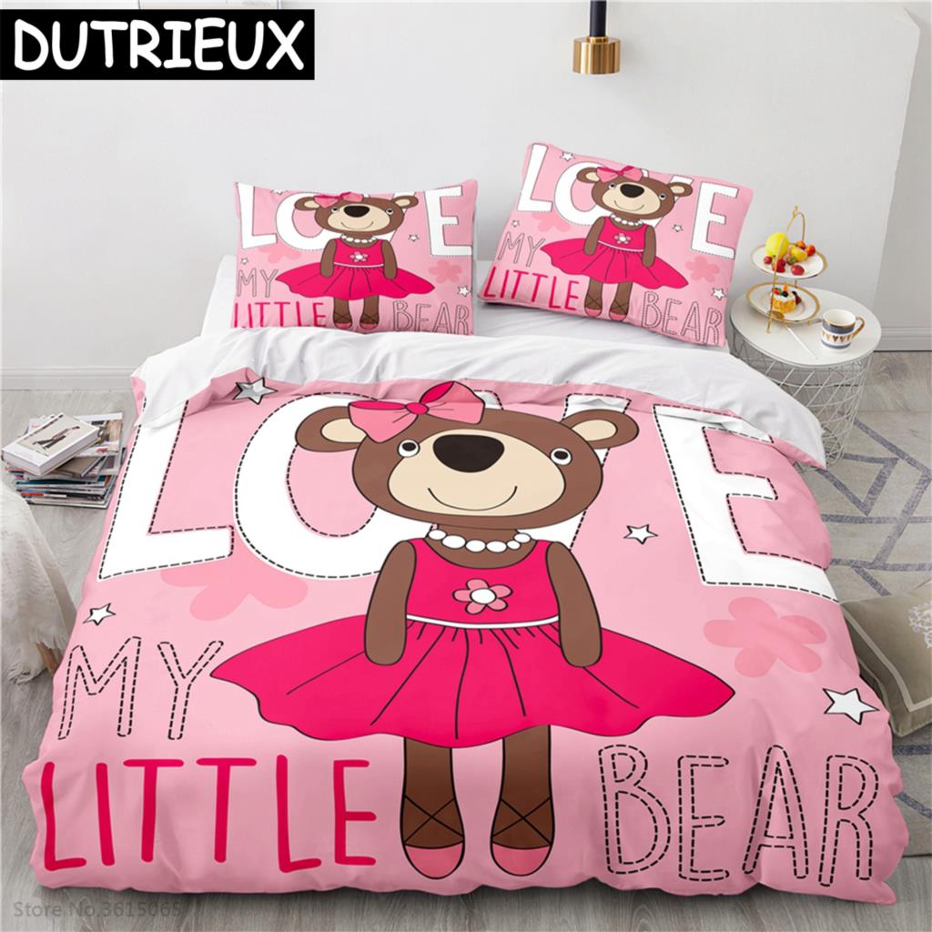 Nordic Cartoon Animal Printed Bedding Set Duvet Cover Children Bedclothes Duvet Cover Sets Pillowcase Twin Full Queen King Size