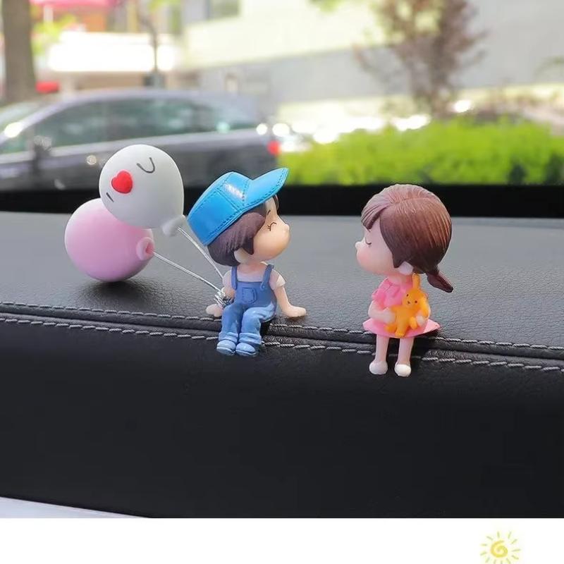 Car Decoration Cute Cartoon Couples Figure Figurines Balloon Ornament Auto Interior Dashboard Accessory for Girls Gifts Supply