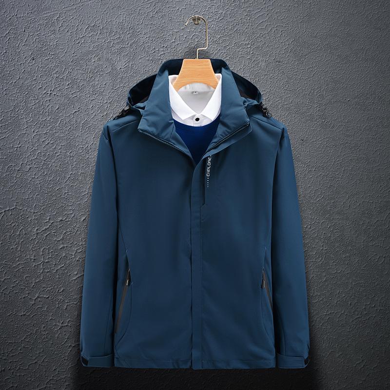 Spring & Autumn Outdoor Windbreaker, Detachable Hood, Solid Color Jacket for Men & Women