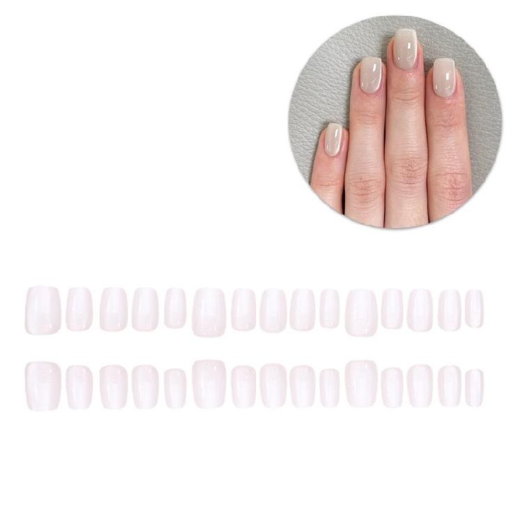 10 Pieces White Cats Eye Short Square Press On Nail Full Cover False Nail Acrylic Stick On Nail for Women Easy To Use