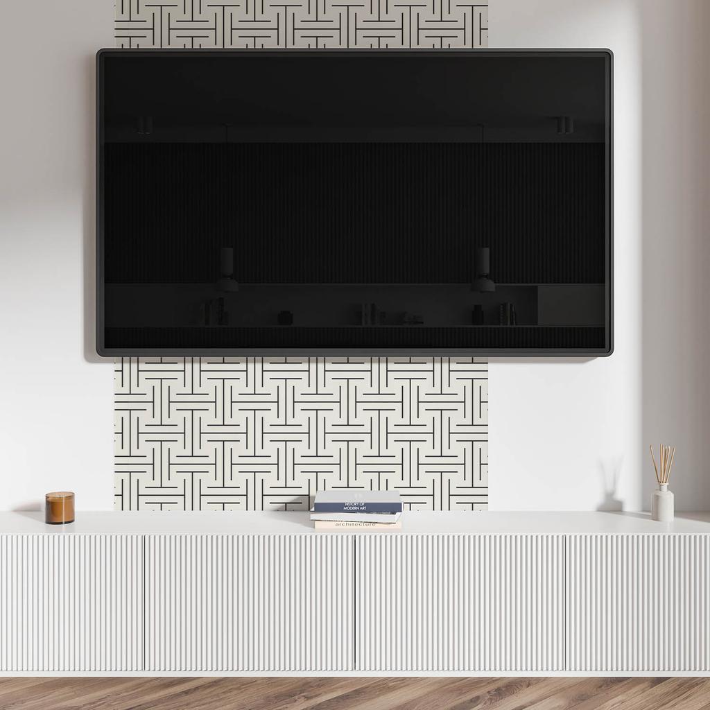 Winylowy Panel Samoprzylepny Z Nadrukiem 100X50 Cm Wzór Geometryczny W Kratkę