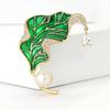 Creative Personality Enamel Copper Zircon Leaf Brooch Exquisite High-End Women'S Suit Coat Corsage Jewelry Pin