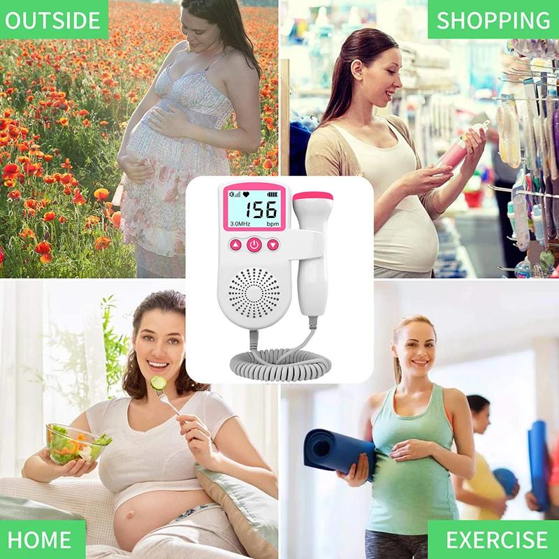 Fetal Doppler Heart Rate Monitor Household Portable Pregnancy Baby Fetal Sound Heart Beat Detector LCD Display No Radiation Home