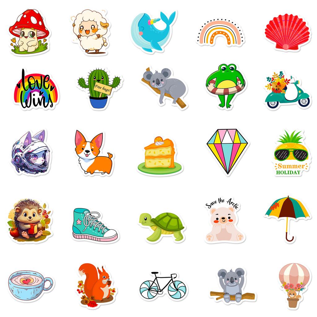 50 Stickers Network Map Mix And Match Cute Wind Cognitive Card Early Education Kindergarten Children'S Knowledge Waterproof Sticker