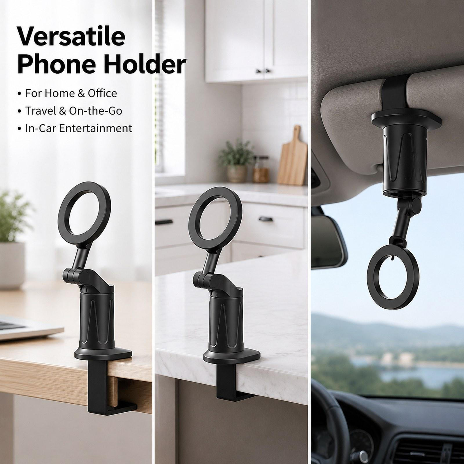 Desktop Phone Holder Mount Degree Rotatable Versatile Desk Stand with Clamp Adjustable Angle