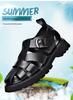 Men's Trendy Retro Style Leather Slip-on Sandals - Breathable, Lightweight, Thick Sole with Buckle