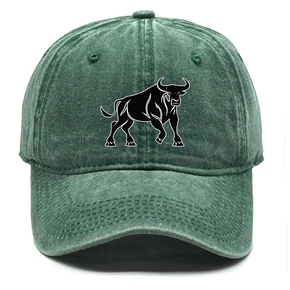 

Black Bull Print Adjustable Baseball Cap, Animal Sports Hat Vintage-Inspired Adjustable Buckle Sun Protective Sun Visor Snapback Baseball Hat as the picture зелёный