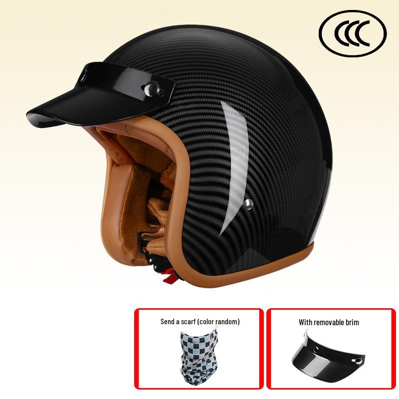 Retro 3C-Certified Unisex Motorcycle Helmet, All-Season 3/4 Design for Motorbike & Electric Bike
