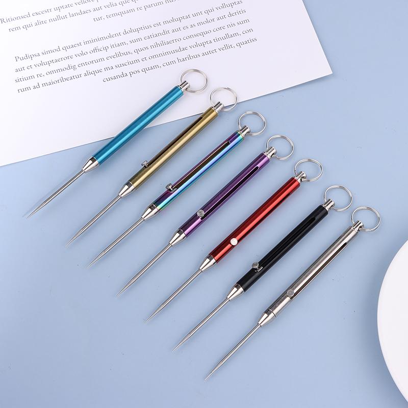 1Pcs Titanium Alloy Telescopic Toothpick Keychain Pendant Gift Fruit Fork Camping Toothpick Holder Unpacking Tool