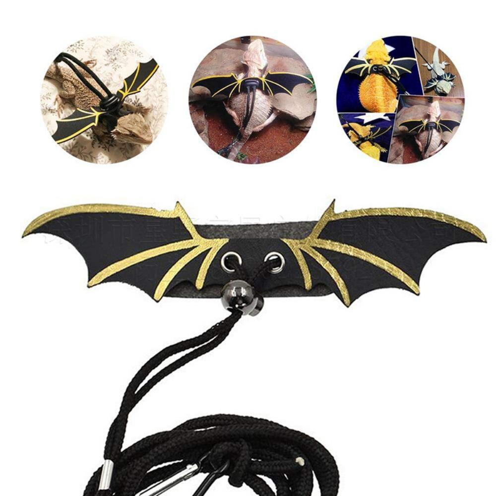 Colorful Leather With Bat Wings Gecko Chest Strap Reptile Leash Lizard Traction Rope Lizard Harness