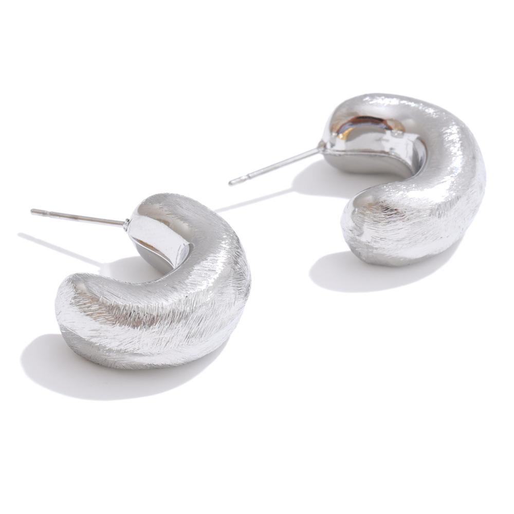 

Yhpup 2025 Stainless Steel Chunky C Shape Hoop Earrings For Women Distinctive Geometric Daily Unusual Jewelry Rust Proof