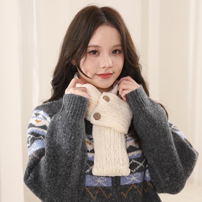 

Повседневный универсальный крестообразный маленький шарф женский осенне-зимний студенческий теплый утолщенный вязаный однотонный шарф мужской 80*10 бежевый