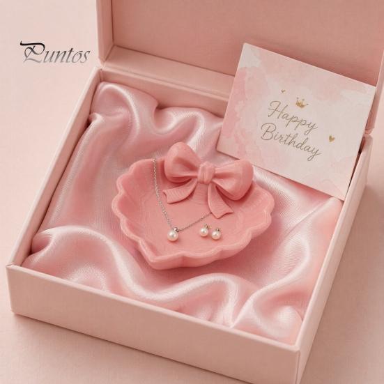 Small Item Storage Tray 3D Printed Bow Jewelry Tray, Heart Shape Ring Dish, Entryway Table Trays, Delicate Decorative Trinket Organizer for